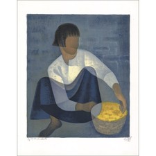 TOFFOLI Louis - Lithographie originale "Le Thaï au panier jaune" 65x50cm - 1972