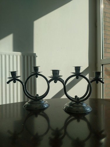 Paire chandeliers chrome - de,