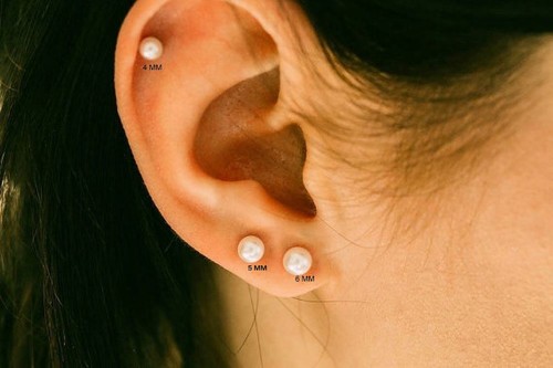 16g pearl cartilage earring - 16g,