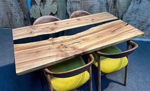Table bois époxy noir - table,