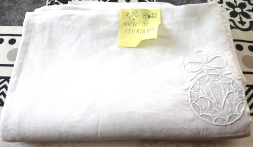Linge ancien nappe mariage - nappe,