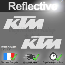2 Stickers pour KTM Blanc Réfléchissant Adhésif 10 cm par 3,2 cm Adhésif Tuning