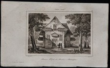 1837 - Premier Temple des Quakers à Philadelphie - Gravure ancienne - USA