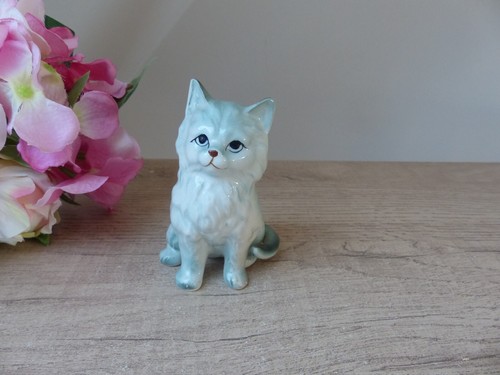 Statuette chat angora - chat, assis