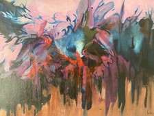 Huile sur carton attribue a Georges MATHIEU très bon état Signé daté 