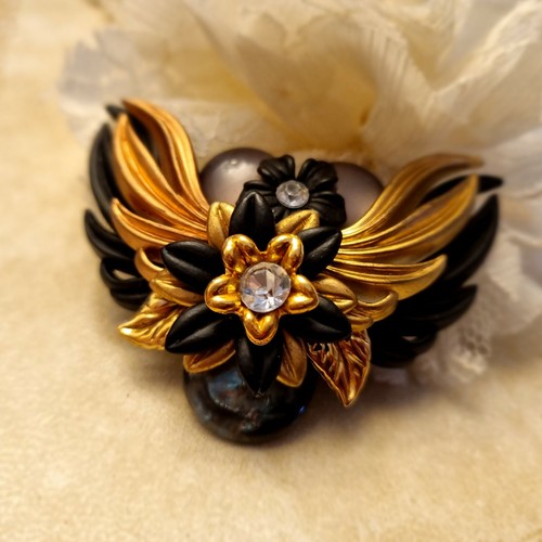 Broche florale artisanale s - broche,