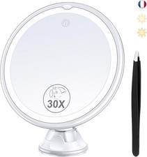 MIYADIVA Miroir grossissant avec lumière 30X, Miroir de Maquillage grossissant 