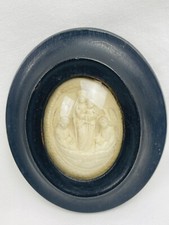 Ancien cadre reliquaire concrétion calcaire, Vierge et Enfant Jésus 19ème