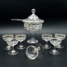 Service à punch en verre émaillé 1900, Art Nouveau, ancien.