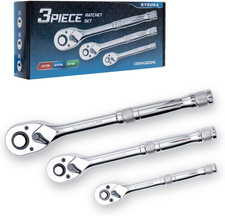 1/4 3/8/ 1/2 Inch Drive Ratchet Wrench Set,3-Piece Standard Socket Wrench Set,72
