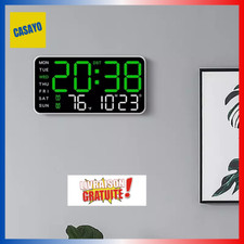 Grande Horloge Murale LED Numérique avec Date, Température, Télécommande USB