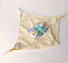 Doudou Plat/Mouchoir Panpan Lapin Gris Jaune Trèfle Vert Oiseau Bambi  -  Disney
