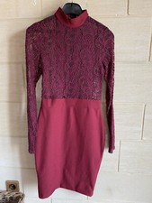 Superbe Robe De Soiree Missguided 36 S Haut Transparent  Bordeaux Dentelle