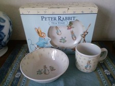 Ensemble de 3 assiettes bol tasse à thé Wedgwood Peter Rabbit avec boîte excl...