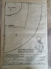 PATRON ORIGINAL POUR LA POUPEE BABY LISETTE DE 22 CM " UN PASSE-COULOIR   1927