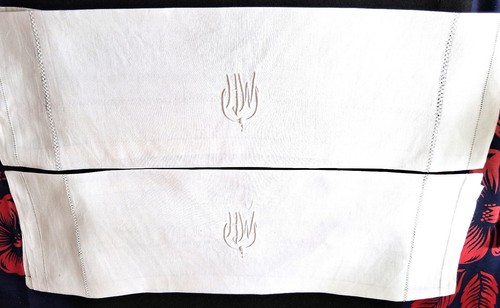 Serviettes anciennes brodees - 2,