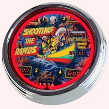 N-0738 Horloge Murale " Flipper Shooting The Rapids Zaccaria 1979 " Néon Jeu