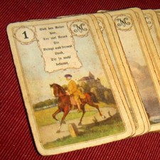 Ancien jeu de cartes Lenormand en langue allemande COMPLET 36 cartes voyance