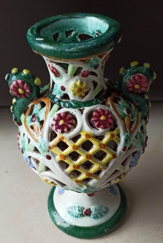 Vase polychrome faience