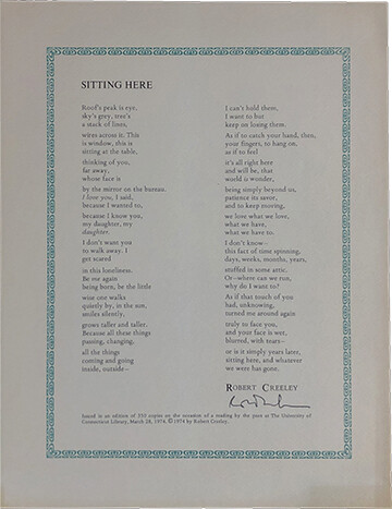 Robert creeley sitting here - robert,