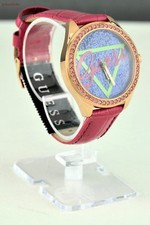 FREE Ship USA Chic Ladies Watch GUESS Hot Pink Leather Women Lovely