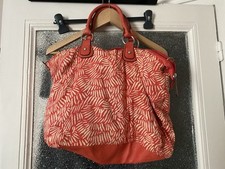 Sac En Cuir Et Coton Rouge