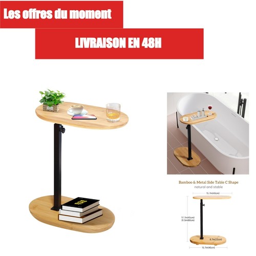 Table appoint forme de c - table, d'appoint