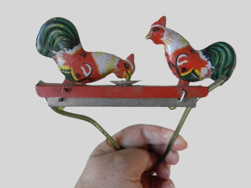 Jouet ancien animé poules - ancien, « poules