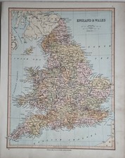 1878 ancien carte angleterre - angleterre, &