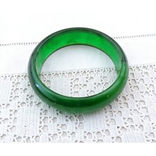 Vintage Marbled Green Translucent Bakelite Bangle, Retro 1930s Catalin Early Pl