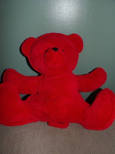 Doudou peluche ours rouge - doudou,