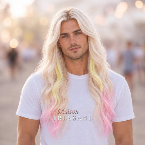 Perruque homme blond pastel - et,
