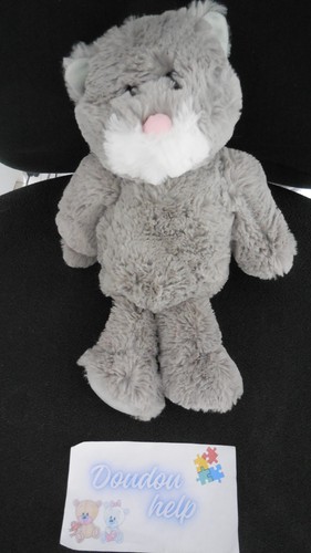Doudou peluche chat gris blanc - doudou,
