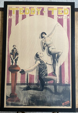 Rare affiche ancienne Cirque - Paris - 1926 - Teddy Ted/Old French Circus poster