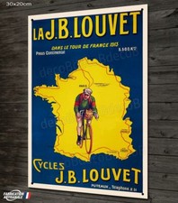 Plaque métal 30x20cm, repro ancienne affiche publicitaire vélo JB LOUVET