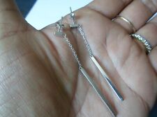 boucles d'oreilles en argent massif, pendantes, chaînettes et baguettes