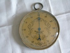 Ancien thermomètre de précision à aiguille, rond en laiton, publicité CREDEM