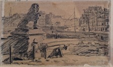 Dessin ancien Paris Vue