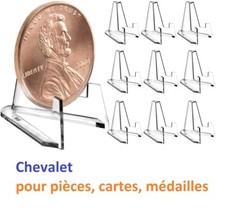 Lot de 10x Supports Pièces, Médailles, Cartes Collection Chevalets Transparents