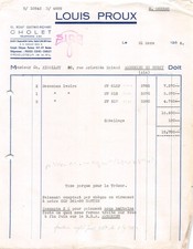 Facture   1956 LOUIS PROUX A CHOLET - M. RIGOLLET A AMBERIEU EN BUGEY