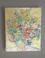 BELLE HUILE SUR TOILE VASE BOUQUET EN FLEUR SIGNÉ FRANCEKO