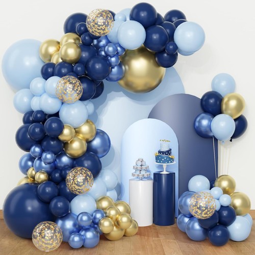 Arche ballons bleu blanc - ballons, or