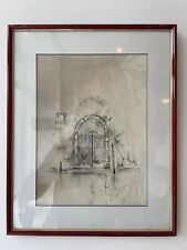 Bernard Louedin Dessin Signé XXeme Porte (à Venise En Italie?)