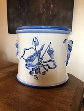 GROS CACHE-POT BLANC ET BLEU "