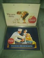 2 Coke Coca Cola T.V. Trays Advertising Sign Tops Hard To Find Soda Pop