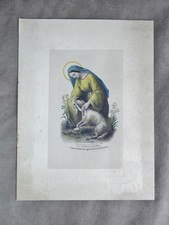 PETITE GRAVURE aquarellée ancienne: LA DIVINE BERGERE.