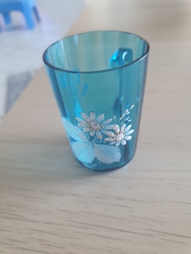 Ancien verre bleu emaille - ancien,