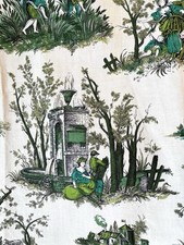 Ancien Rideau Tissu Toile De
