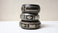 Ancien bel ensemble de trois Bracelets Touaregs en bois et argent XIX-XXe siècle