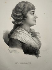 Mme ROLAND Portrait LITHOGRAPHIE Grevedon DELPECH Jeanne Marie Philipon XIX°